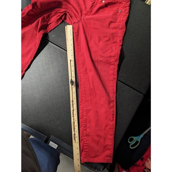 Calvin Klein Jeans Skinny Crop Red Button Front 5 Pockets Solid Print Size 2 - Picture 9 of 10
